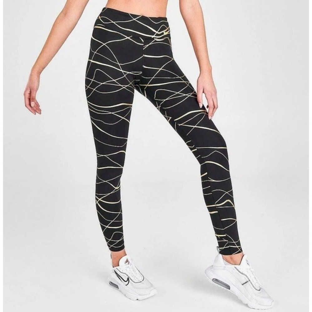 Nike Women Icon Clash Fast Black Metallic‎ Gold Running Activewear Size XS
